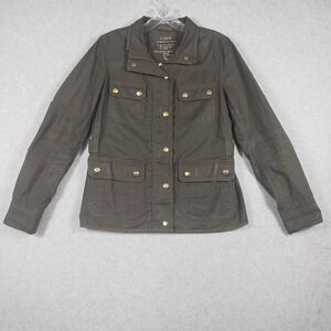 J. CREW Brown Downtown Field Jacket Women's S Utility Military Waxed Canvas Coat